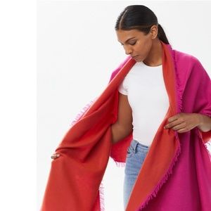 Alice Walk Cashmere Wrap. Reversible. One side is hot pink, the other orange